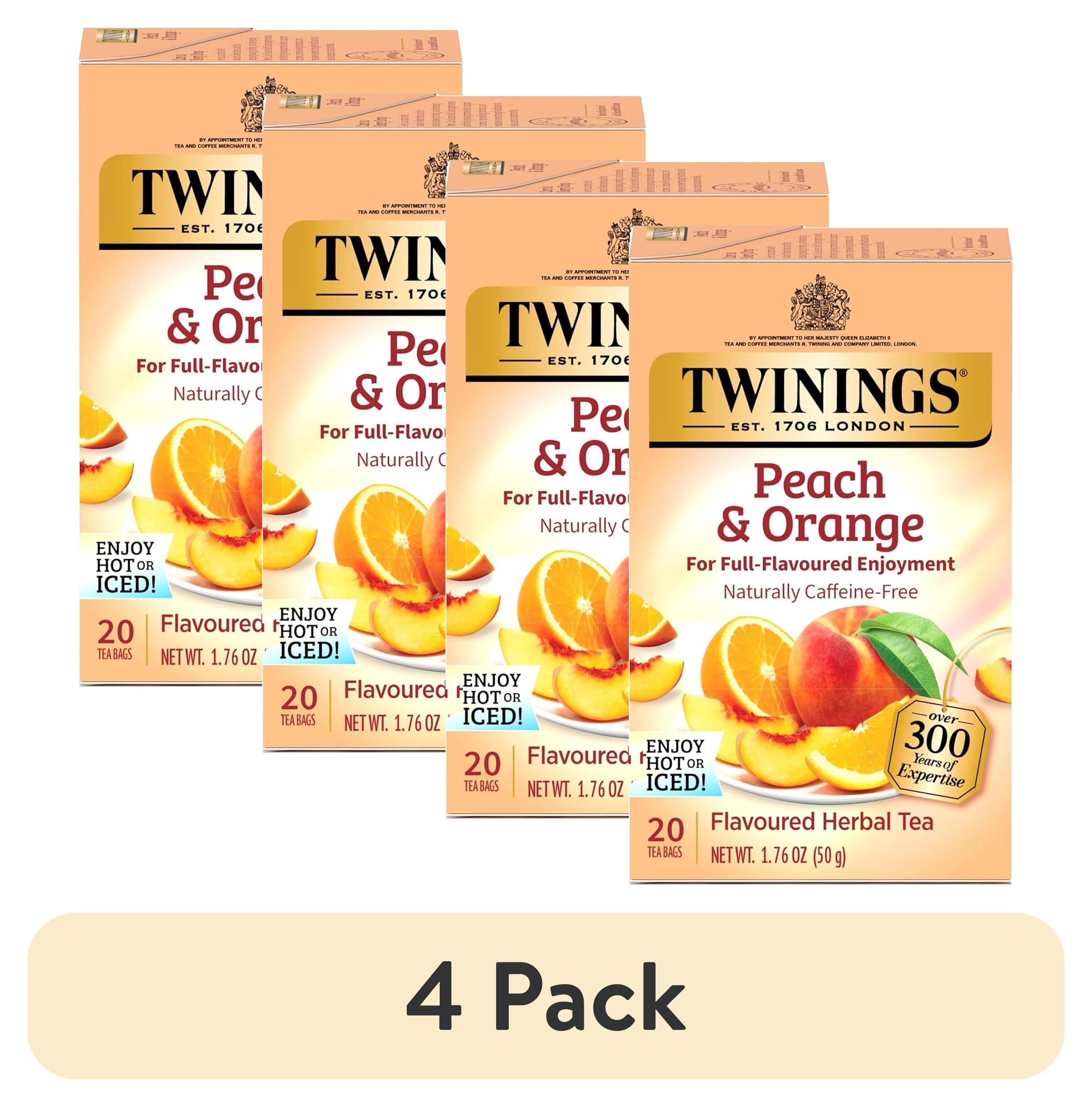 (4 pack) Twinings Peach & Orange Herbal Tea Bag, 20 Count Box