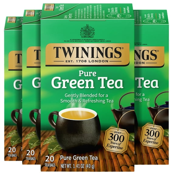 (4 pack) Twinings Pure Green Tea Bags, 20 Count Box