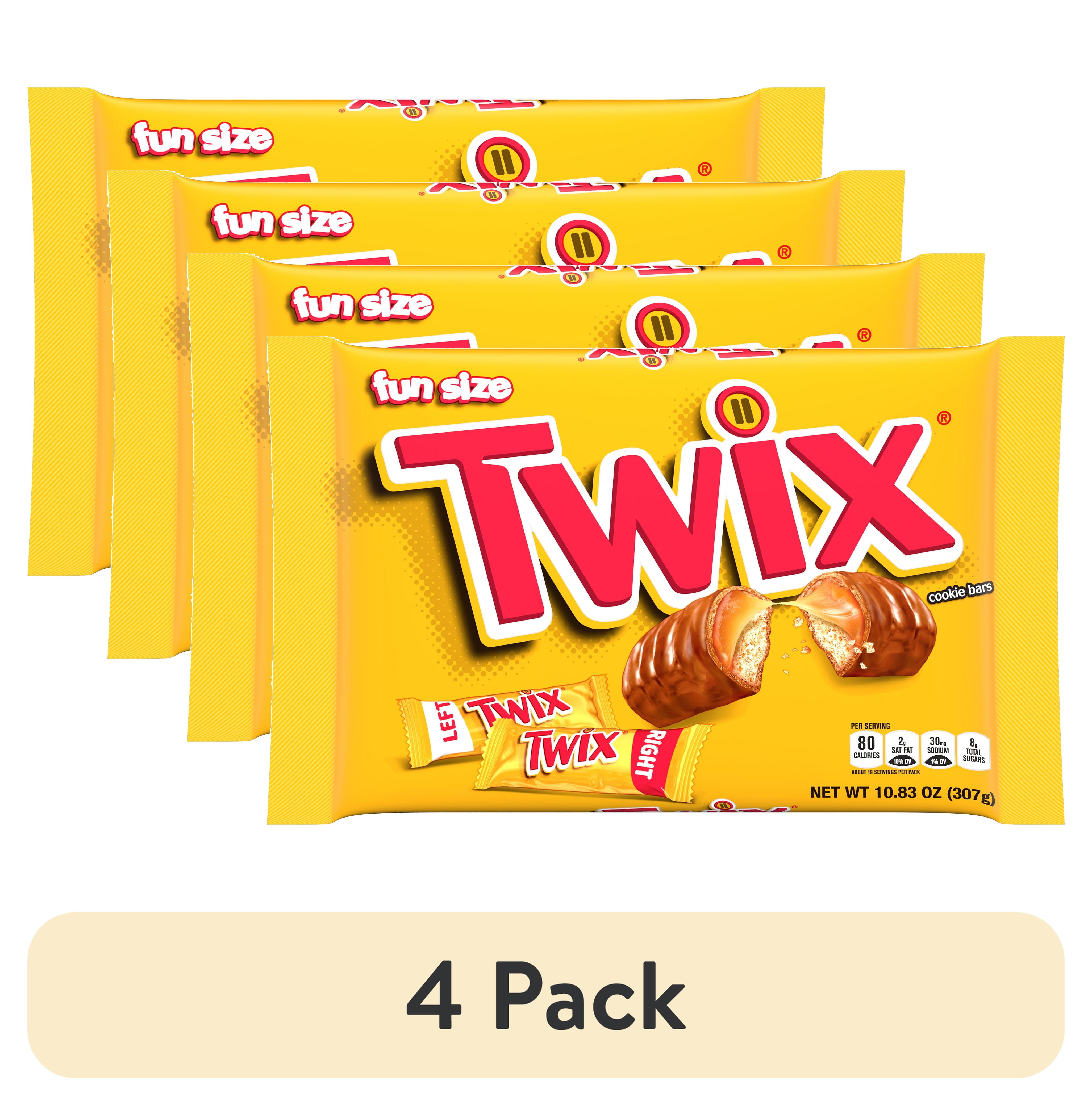 (4 pack) Twix Caramel Cookie Chocolate Bars, Fun Size, 10.83 oz Bag