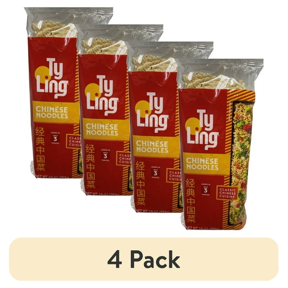 (4 pack) Ty Ling Chinese Noodles 10 oz, Contains Soy and Wheat, Shelf Stable