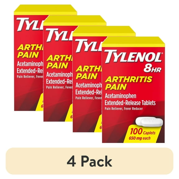 (4 pack) Tylenol 8 Hour Arthritis Pain Extended Release Caplets, 650 mg, 100 Ea