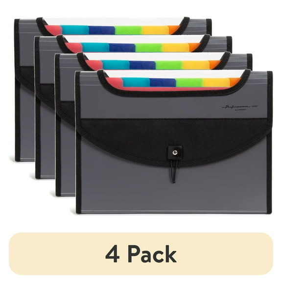 (4 pack) U Brands 13 Expandable Pocket File Folder, Gray, 1 Count, Poly