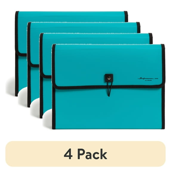 (4 pack) U Brands Performance Poly 13 Pocket Expandable File Folder, Teal