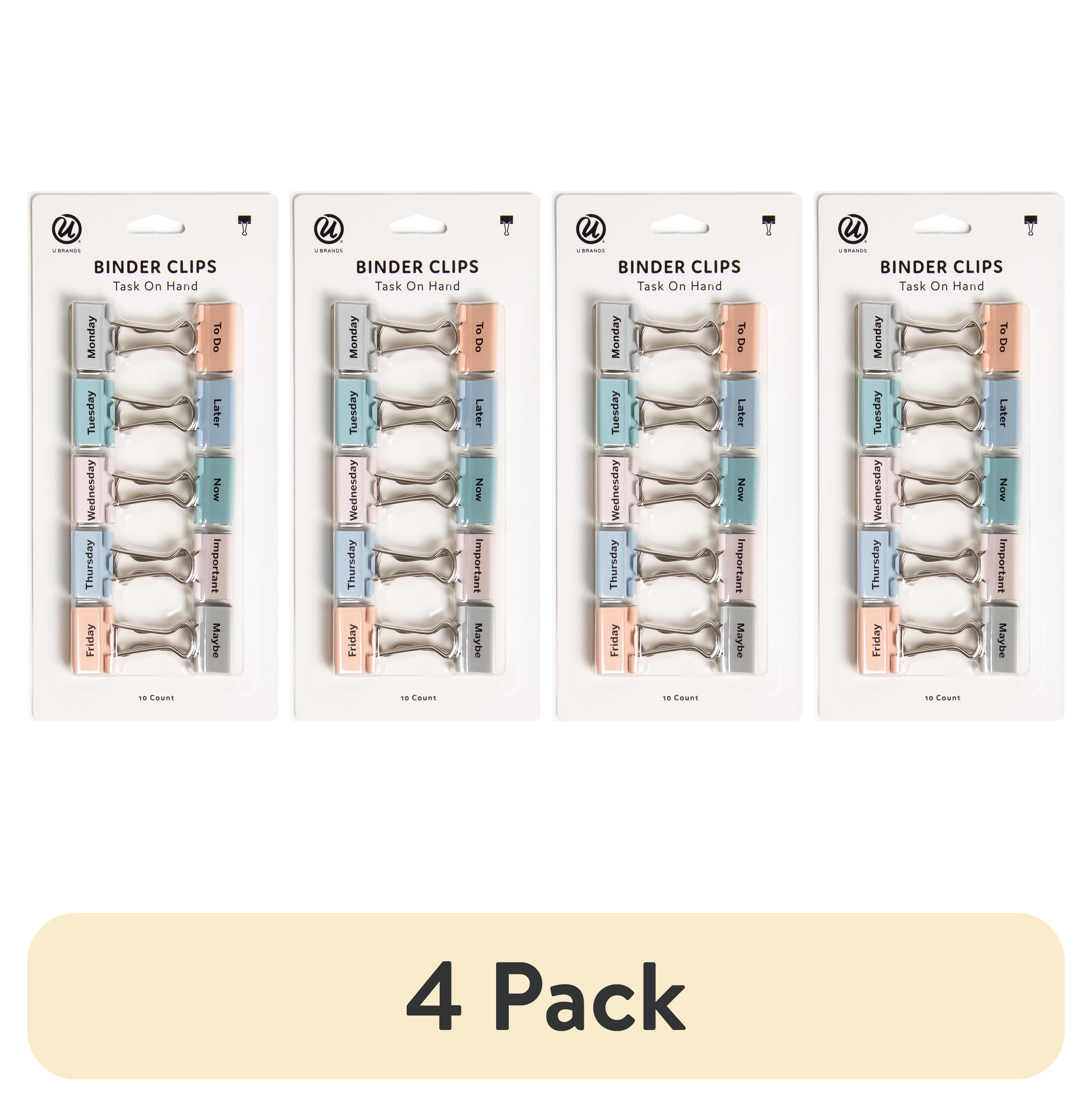 (4 pack) U Brands Task on Hand Binder Clips, 32mm, Assorted, 10 Piece Count