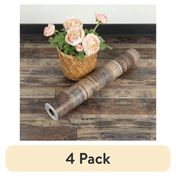 (4 pack) UMIGGEE 15.7-in x 236-in/ 25.7 Sq.Ft Wood Grain Peel and Stick Vinyl Flooring Roll, Self-Adhesive Vinyl Wood Grain Floor ,Versatile Design for Any Space Easy DIY Install Home Decor