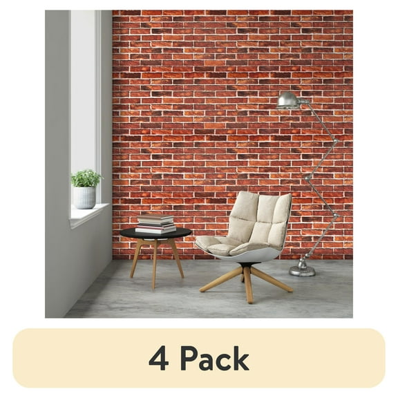 (4 pack) UMIGGEE 17.7"x118.1" Red Brick Wallpaper Industry Style Brick Wallpaper Self Adhesive Removable Decorative Contact Paper for House Decoration Peel and Stick Wallpaper PVC DIY