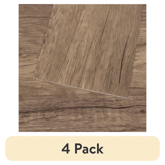 (4 pack) UMIGGEE 35-in x 5.7-in Peel and Stick Flooring Brown Wood Look Floor Tiles 20-Pcs Vinyl Flooring Self-Adhesive Flooring For Kitchen Laminate Flooring Home Decoration (27.7 Sq. ft./Pack)