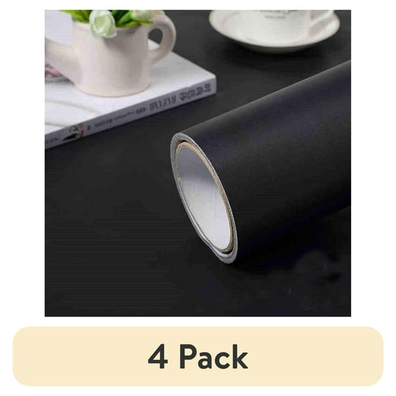 (4 pack) UMIGGEE Black Wallpaper Self Adhesive and Removable Peel and Stick Vinyl Film Stick Paper 15.7" x118" Easy to Apply Wall Coverings Shelf Home Decorative Liner Table and Door Reform