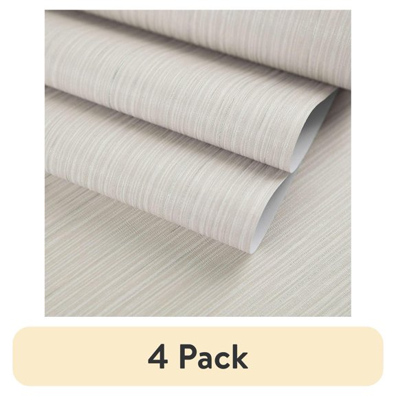 (4 pack) UMIGGEE Faux Grass Cloth Textured Beige Wallpaper Peel and Stick Wallpaper 17.7" x 118" Self-Adhesive Removable Contact Paper for Furniture