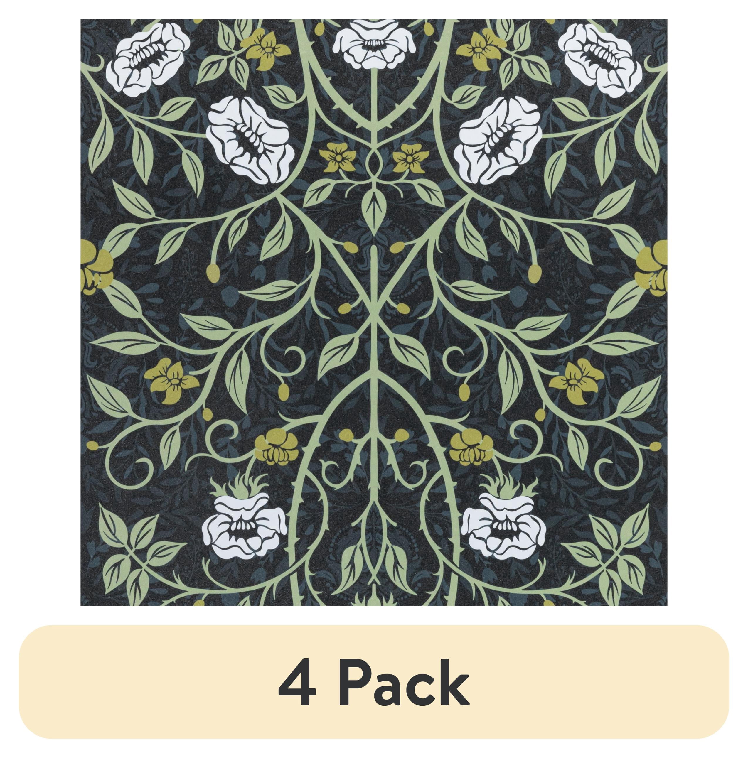 (4 pack) UMIGGEE Floral Wallpaper Peel and Stick Floral Green Wallpaper Self Adhesive Flower Wall Paper Contact Paper 17.7" x 118" Home Decor Wall Covering Old Furniture Renovation