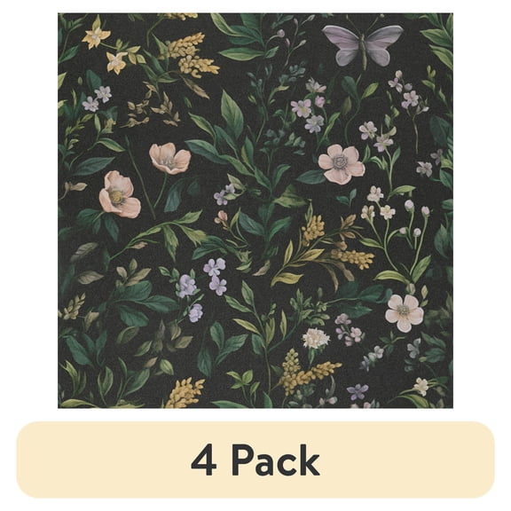(4 pack) UMIGGEE Floral Wallpaper Peel and Stick Wallpaper Self Adhesive Black Wall Paper Butterfly Contact Paper 17.3-in x 118-in Home Decor Wall Covering Old Furniture Renovation