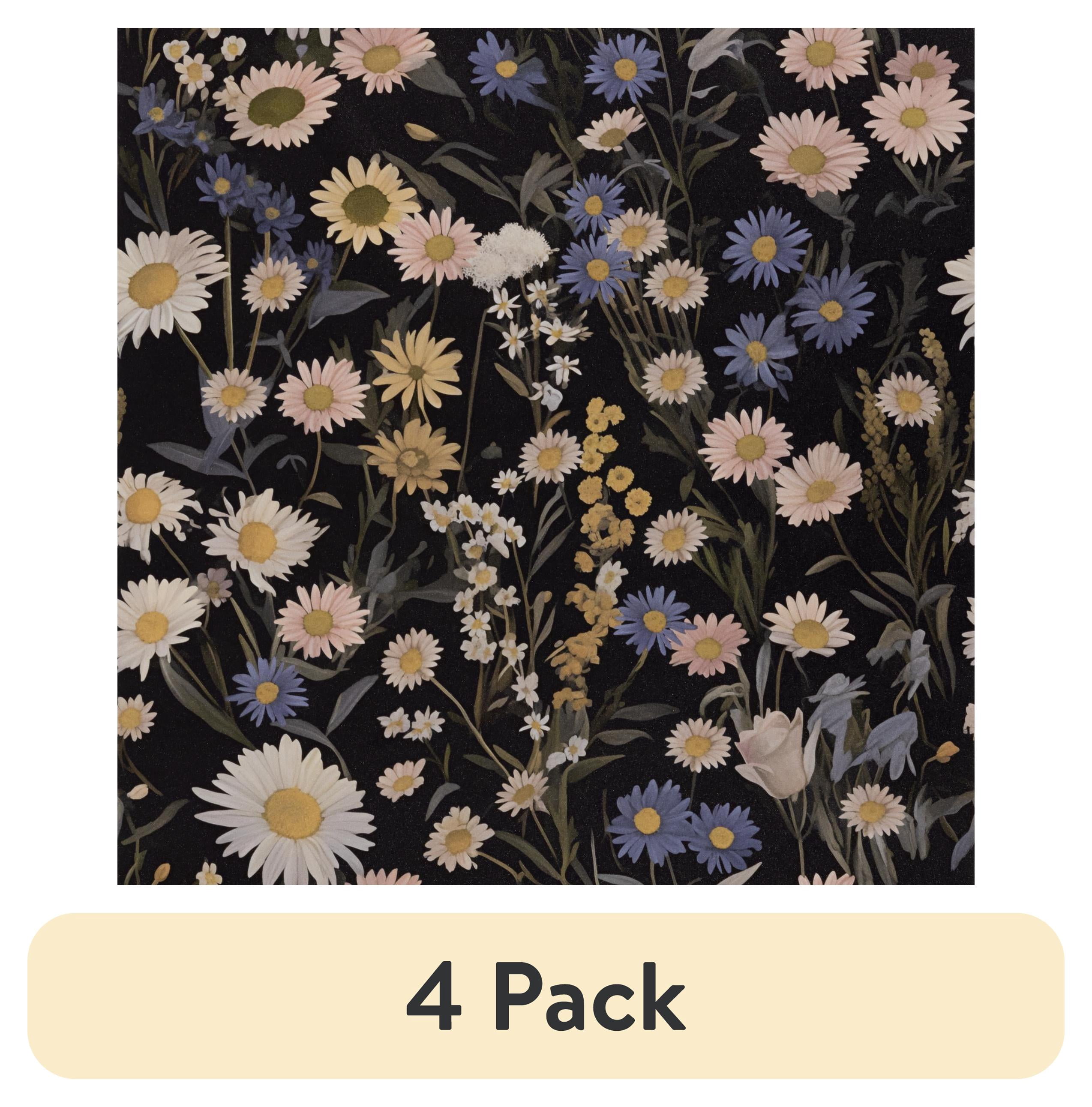(4 pack) UMIGGEE Floral Wallpaper Peel and Stick Wallpaper Self Adhesive Black Wall Paper Contact Paper 17.3-in x 118-in Home Decor Wall Covering Old Furniture Renovation