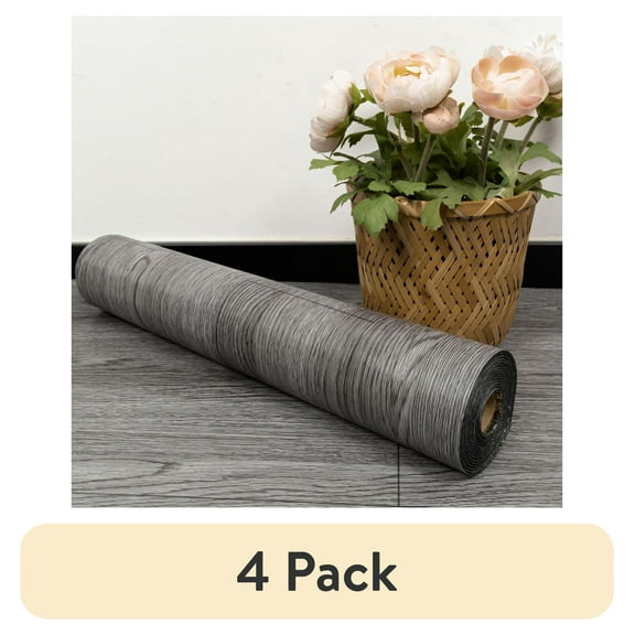 (4 pack) UMIGGEE Gray Peel and Stick Vinyl Flooring Roll 15.7-in x 118-in/12.8 Sq.Ft Thicken Self-Adhesive Vinyl Wood Grain Floor Wear-Resistant Easy DIY Install Home Decor