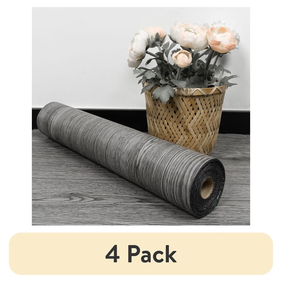 (4 pack) UMIGGEE Gray Peel and Stick Vinyl Flooring Roll 23.6-in x 196-in/31 Sq.Ft Thicken Self-Adhesive Vinyl Wood Grain Floor Wear-Resistant Easy DIY Install Home Decor