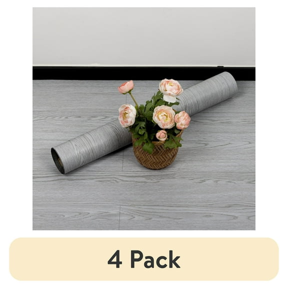 (4 pack) UMIGGEE Gray Peel and Stick Vinyl Flooring Roll 23"x 196"/31 Sq.Ft Thicken Self-Adhesive Vinyl Wood Planks Wear-Resistant Easy DIY Install Home Decor