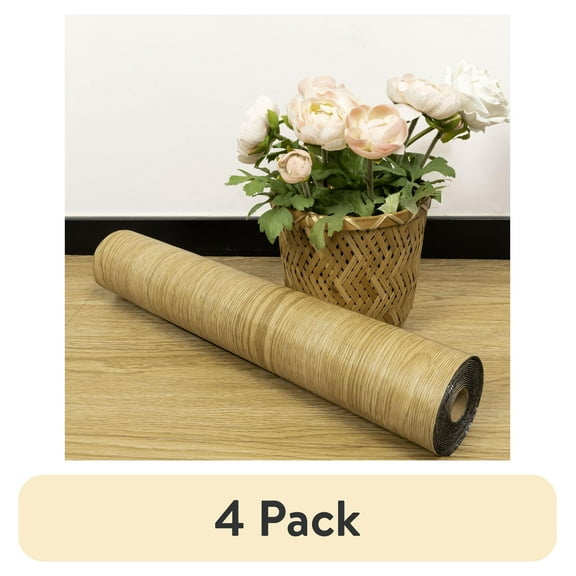 (4 pack) UMIGGEE Peel and Stick Vinyl Flooring Roll 23-in x 196-in/31 Sq.Ft Thicken Self-Adhesive Vinyl Wood Grain Floor Wear-Resistant Easy DIY Install Home Decor