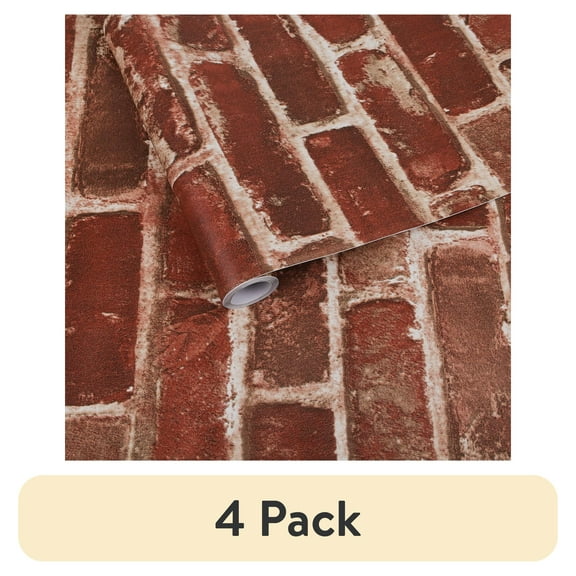(4 pack) UMIGGEE Red Brick Wallpaper Peel and Stick Wallpaper Vinyl Self Adhesive Vintage Brick Pattern Removable Wallpaper 17.5-in x 118-in for Backsplash Bedroom Home Decor Wall Covering
