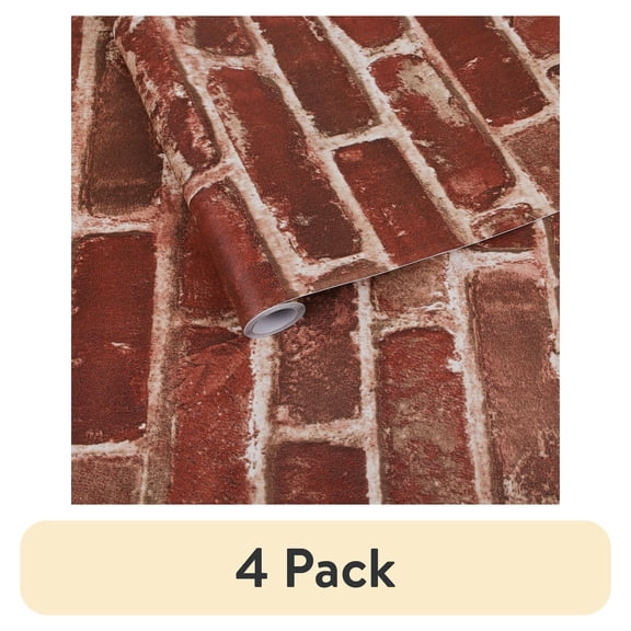 (4 pack) UMIGGEE Red Brick Wallpaper Peel and Stick Wallpaper Vinyl Self Adhesive Vintage Brick Pattern Removable Wallpaper 17.5-in x 118-in for Backsplash Bedroom Home Decor Wall Covering