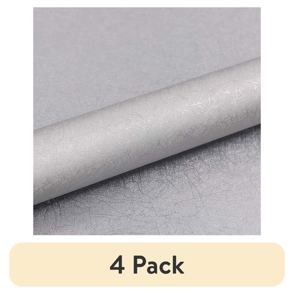 (4 pack) UMIGGEE Silver Grey Silk Wallpaper 15.7-in x 118-in Embossed Self Adhesive Peel and Stick Wallpaper Vinyl Contact Paper for Home Decoration Cabinet Furniture