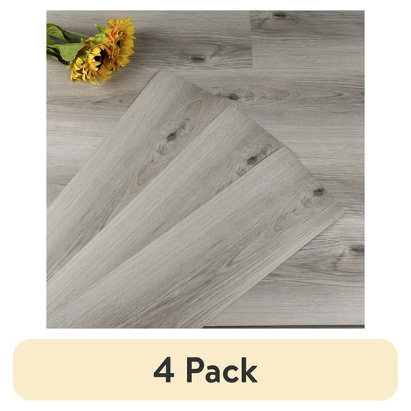 (4 pack) UMIGGEE Vinyl Flooring 6"x36"(10-pcs) Natural Wood-Look Peel and Stick Flooring Tiles Self-Adhesive Floor Tile DIY Grain Feel for Kitchen Dinning Room Bedroom Home Decoration (Cover 15 Sq. ft)