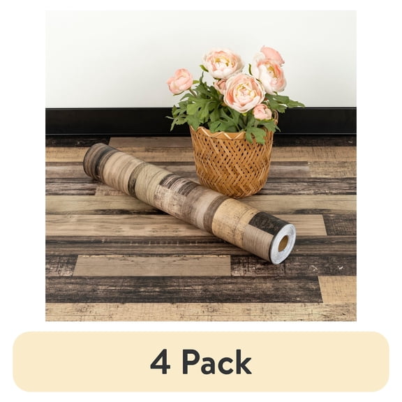 (4 pack) UMIGGEE Wood Grain Peel and Stick Vinyl Flooring Roll, 15.7-in x 118-in/12.8 Sq.Ft Self-Adhesive Vinyl Wood Grain Floor,Versatile Design for Any Space And Easy DIY Install Home Decor