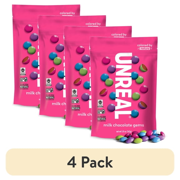 (4 pack) UNREAL Milk Chocolate Gems, 5 oz