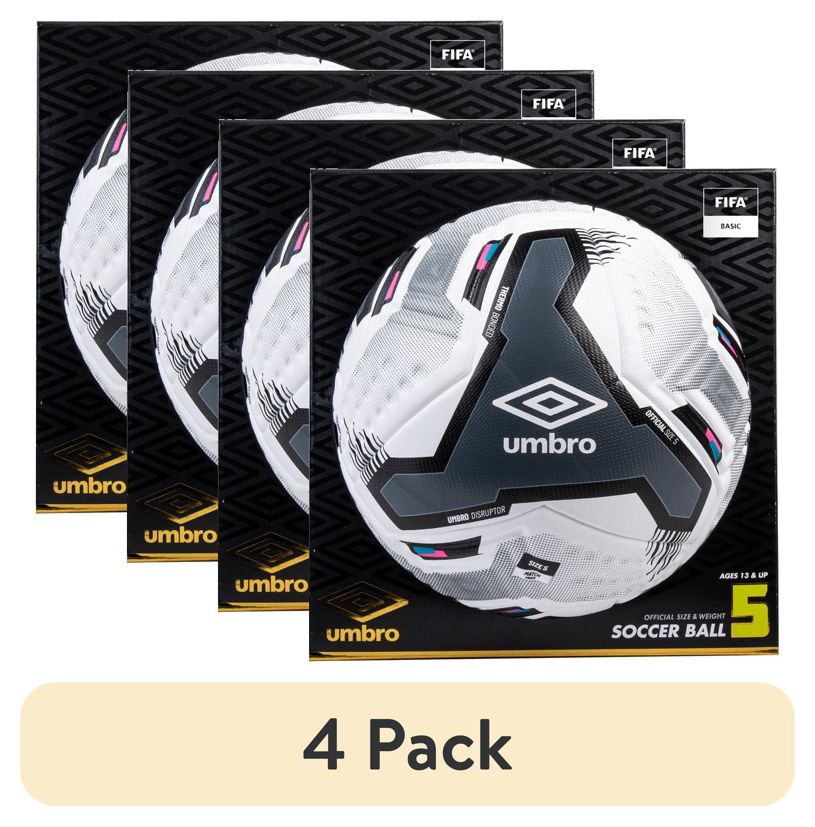 4 pack) Umbro Disruptor Size 5 Soccer Ball for Ages 13 Years and