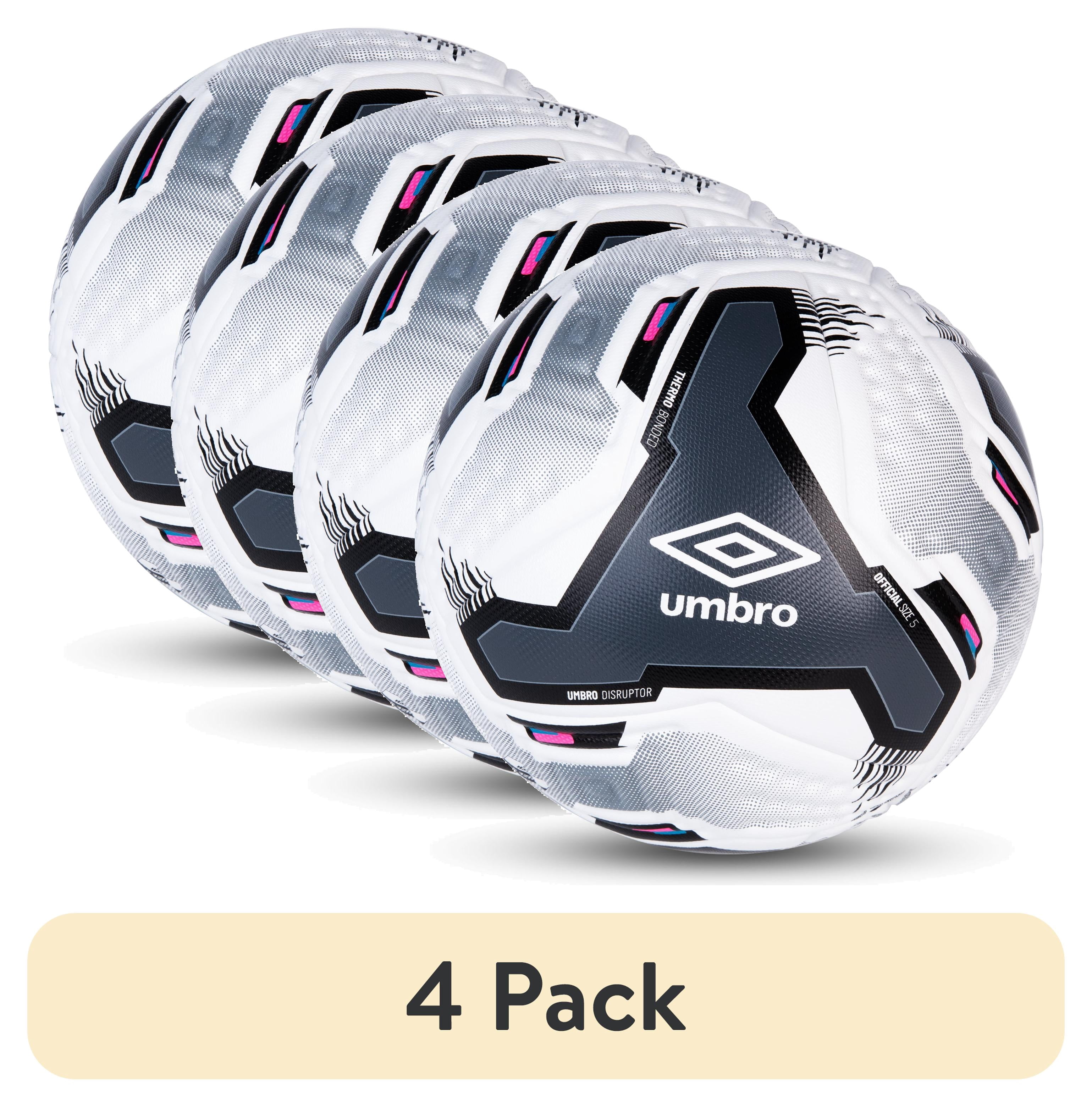 4 pack) Umbro Disruptor Size 5 Soccer Ball for Ages 13 Years and