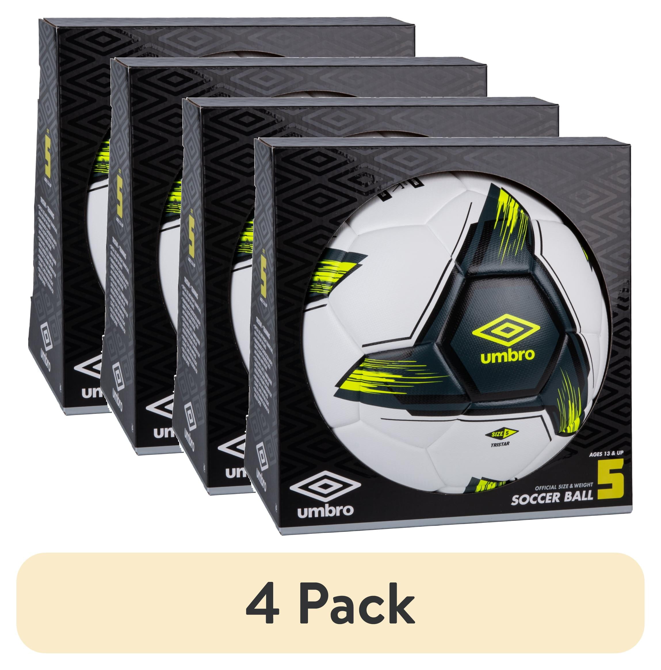 (4 pack) Umbro Tristar Size 5 Adult and Teen Soccer Ball, White/Gray ...