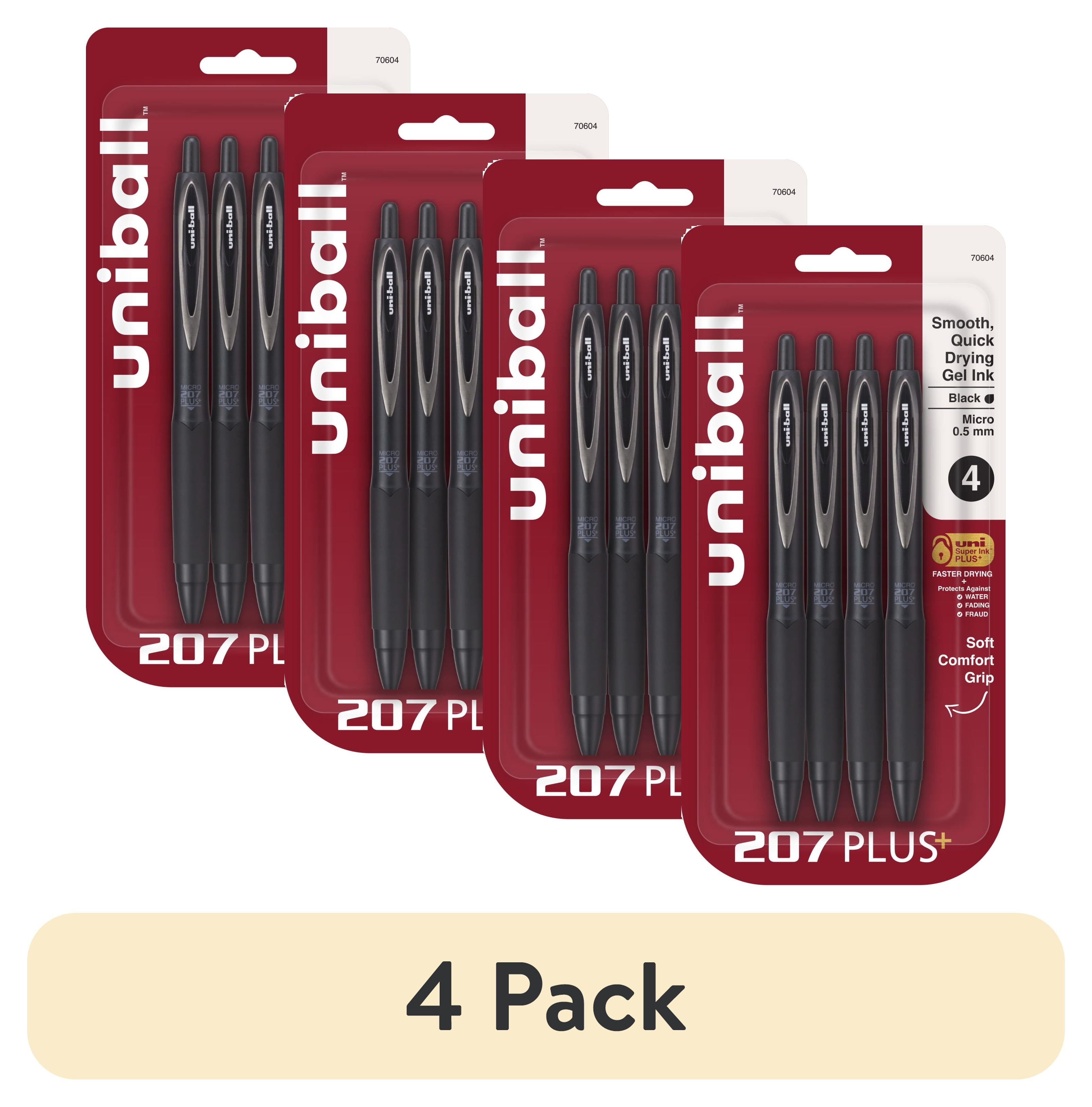 (4 pack) Uniball 207 Plus+ Retractable Gel Pens, Micro Point (0.5mm ...