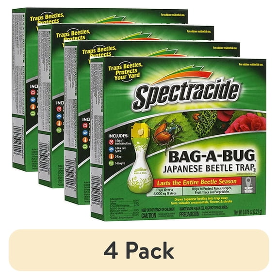 (4 pack) United Bag-A-Bug Japanese Beetle Trap Complete Kit Protects Up To 5000 Squa