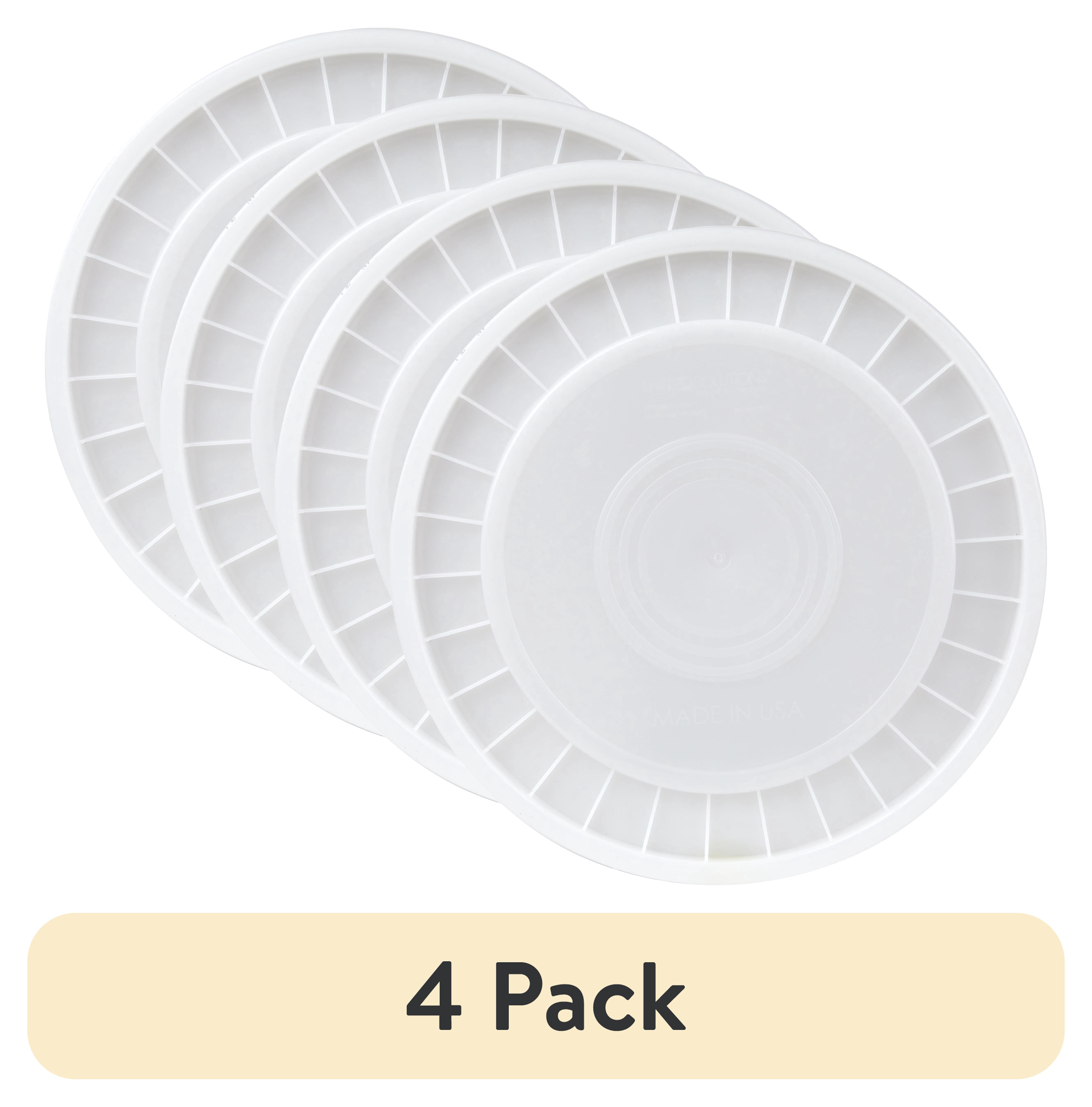 (4 pack) United Solutions 5 Gallon Round Plastic Utility Bucket Lid, White, 1 Each