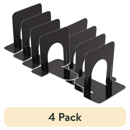 Universal Economy Bookends, Nonskid, 4 3/4 x 5 1/4 x 5, Heavy Gauge Steel, Black