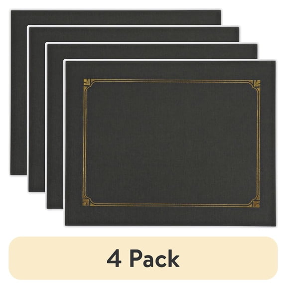 (4 pack) Universal UNV76895 8 in. x 10 in. A4 Certificate/Document Cover - Black (6/Pack)