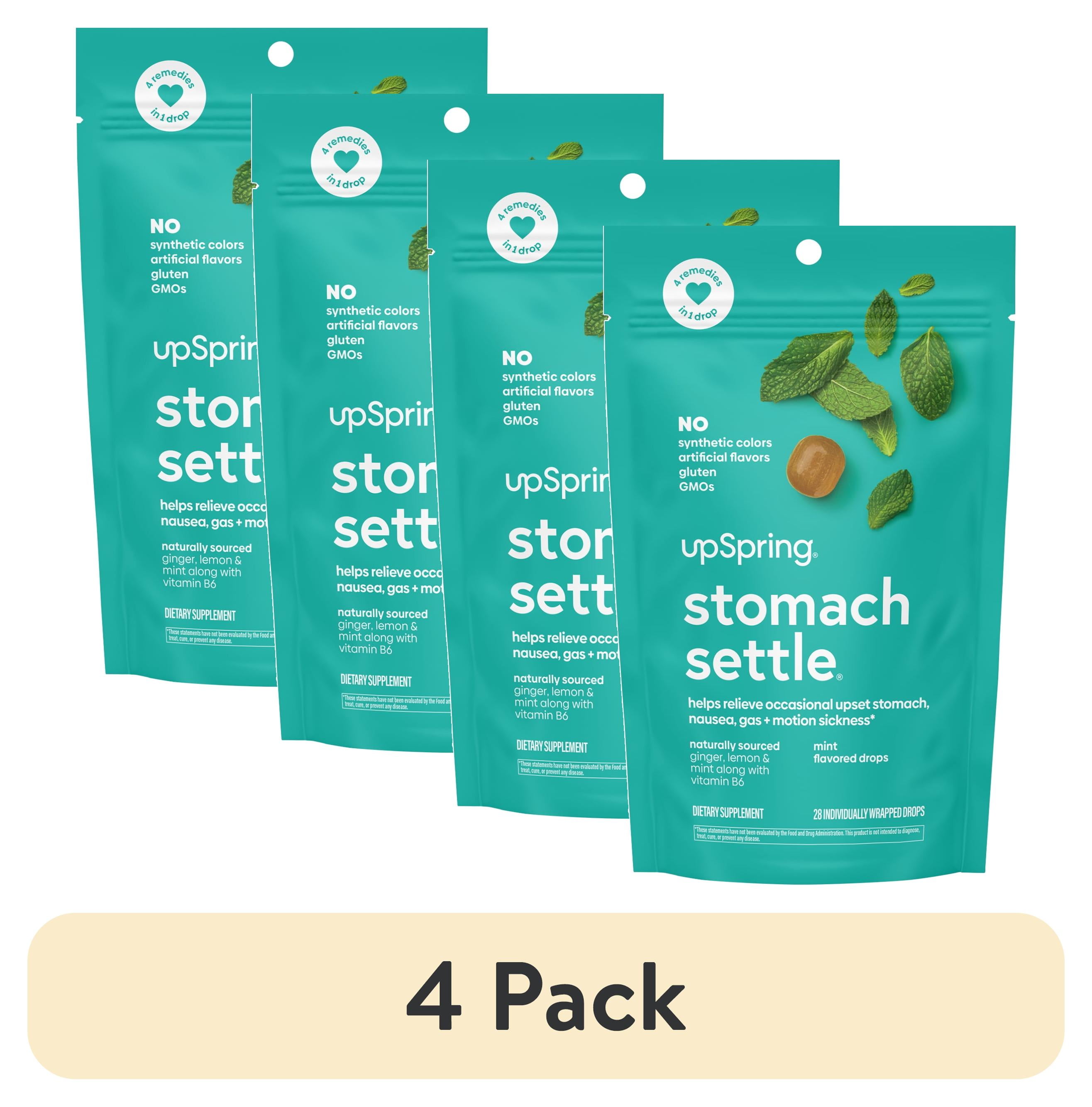 (4 pack) UpSpring Stomach Settle Nausea Relief Drops, Mint Flavor, 28 Count