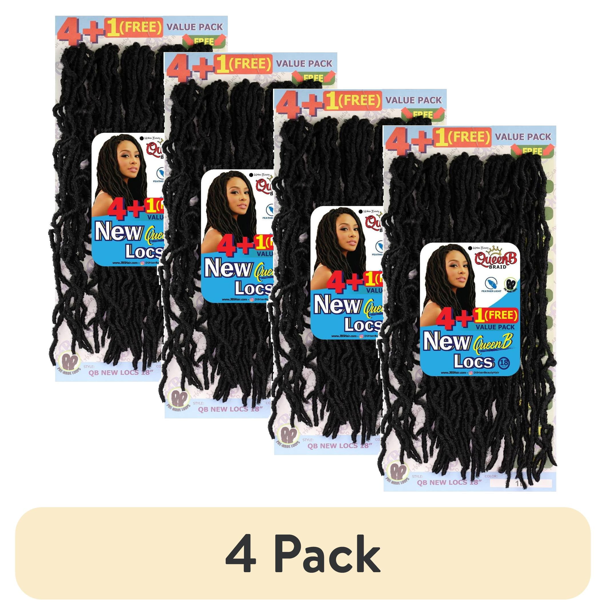 4 pack) QueenB Braid New Locs 18” 4X Value Pack Pre-Looped