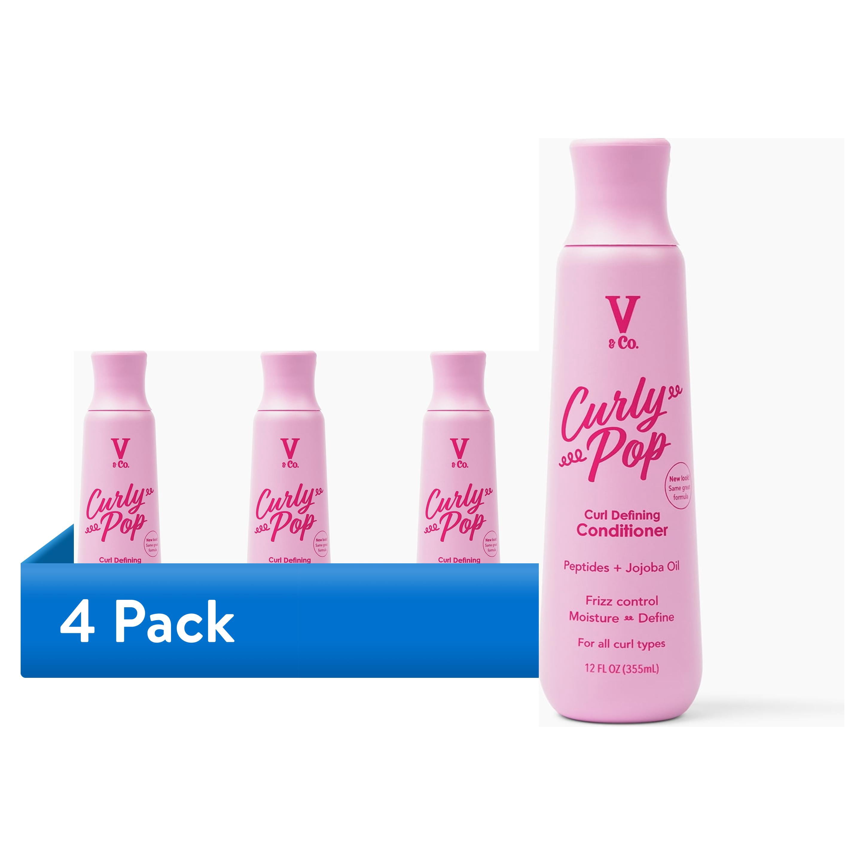 (4 pack) V&Co. Beauty Curly Pop Curl Defining  Conditioner with Peptide Technology, 12 fl oz, Squeeze Bottle