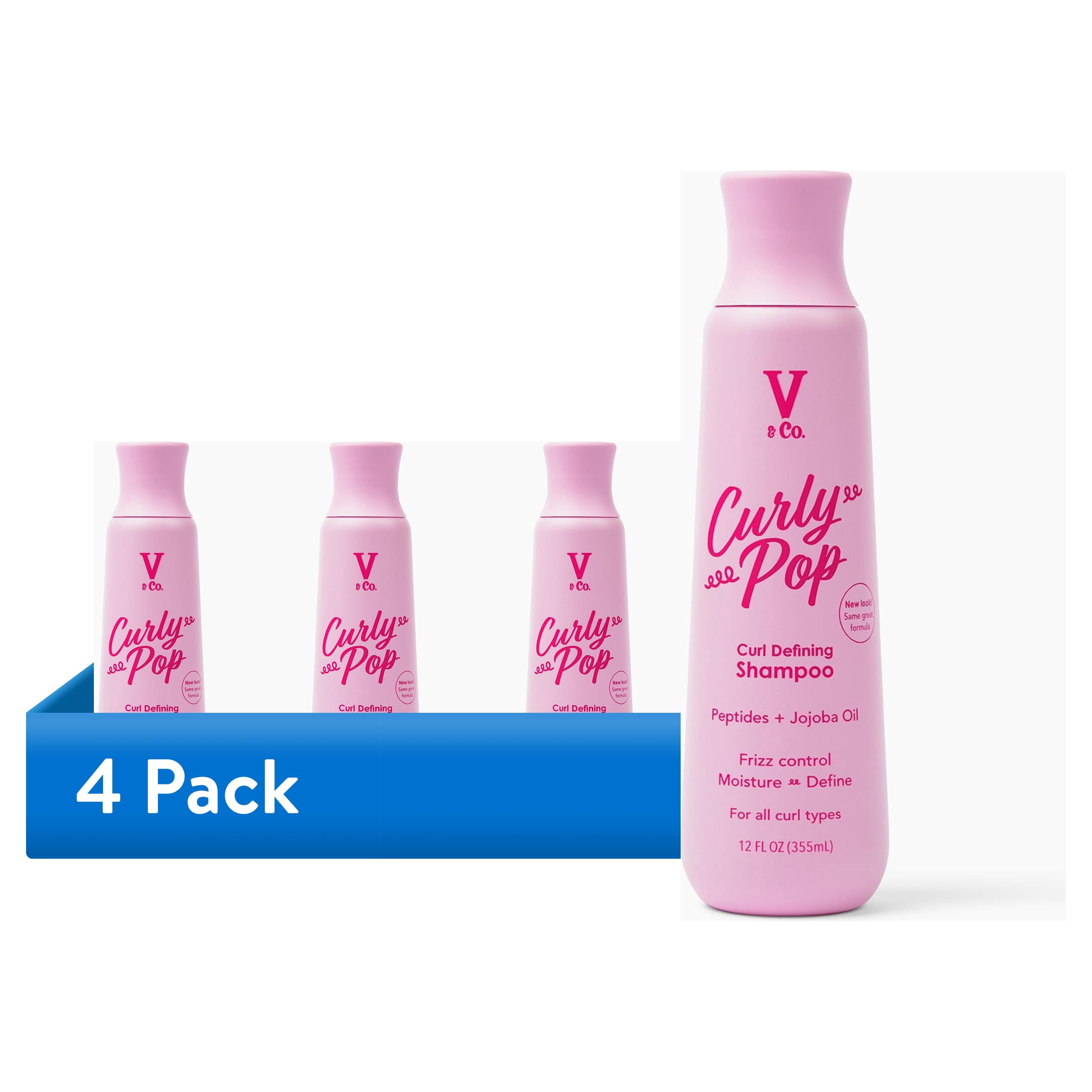 (4 pack) V&Co. Beauty Curly Pop Curl Defining  Shampoo with Peptide Technology, 12 fl oz