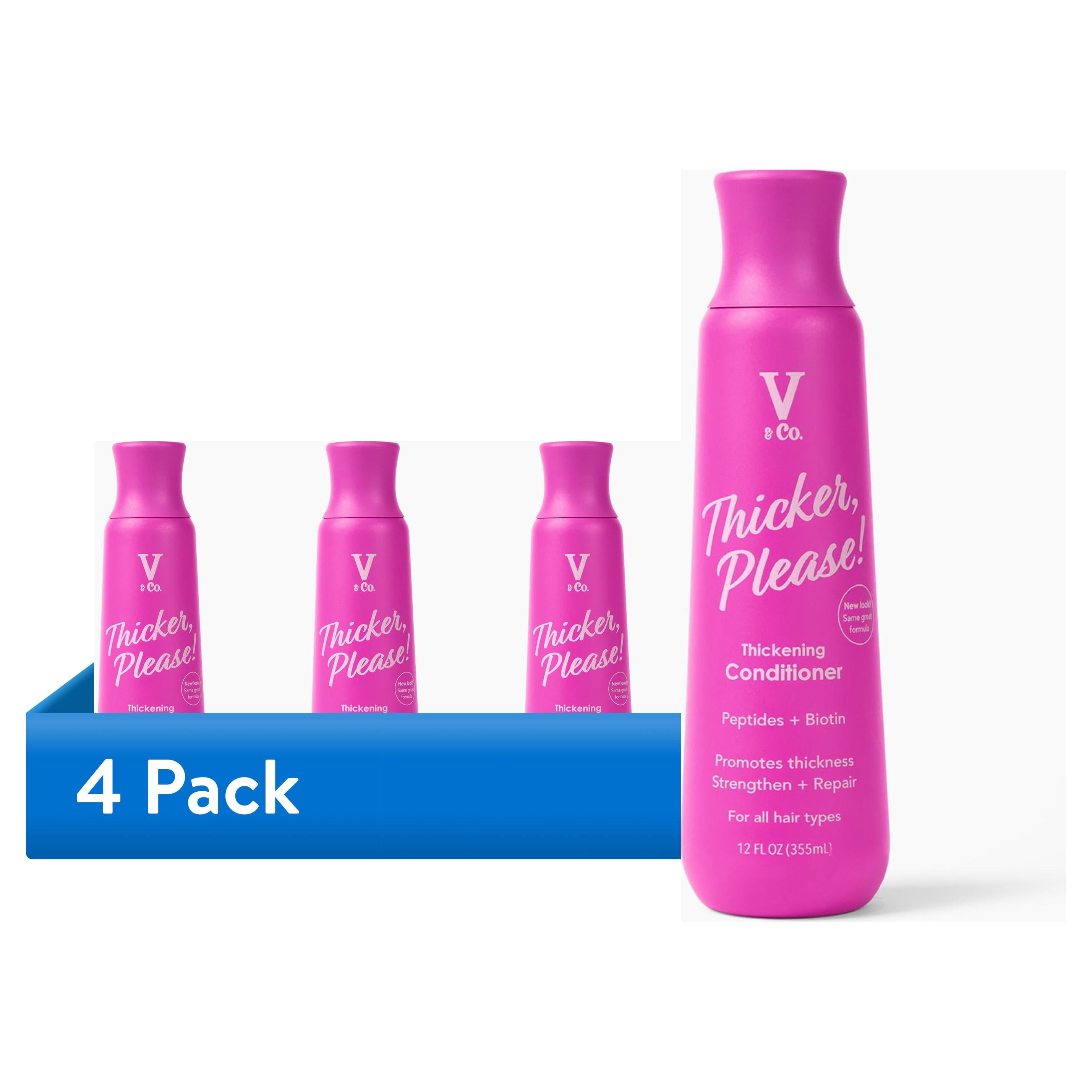 (4 pack) V&Co. Beauty Thickening Hair Conditioner for All Hair Types with Peptide Technology, 12 fl oz, Squeeze Bottle