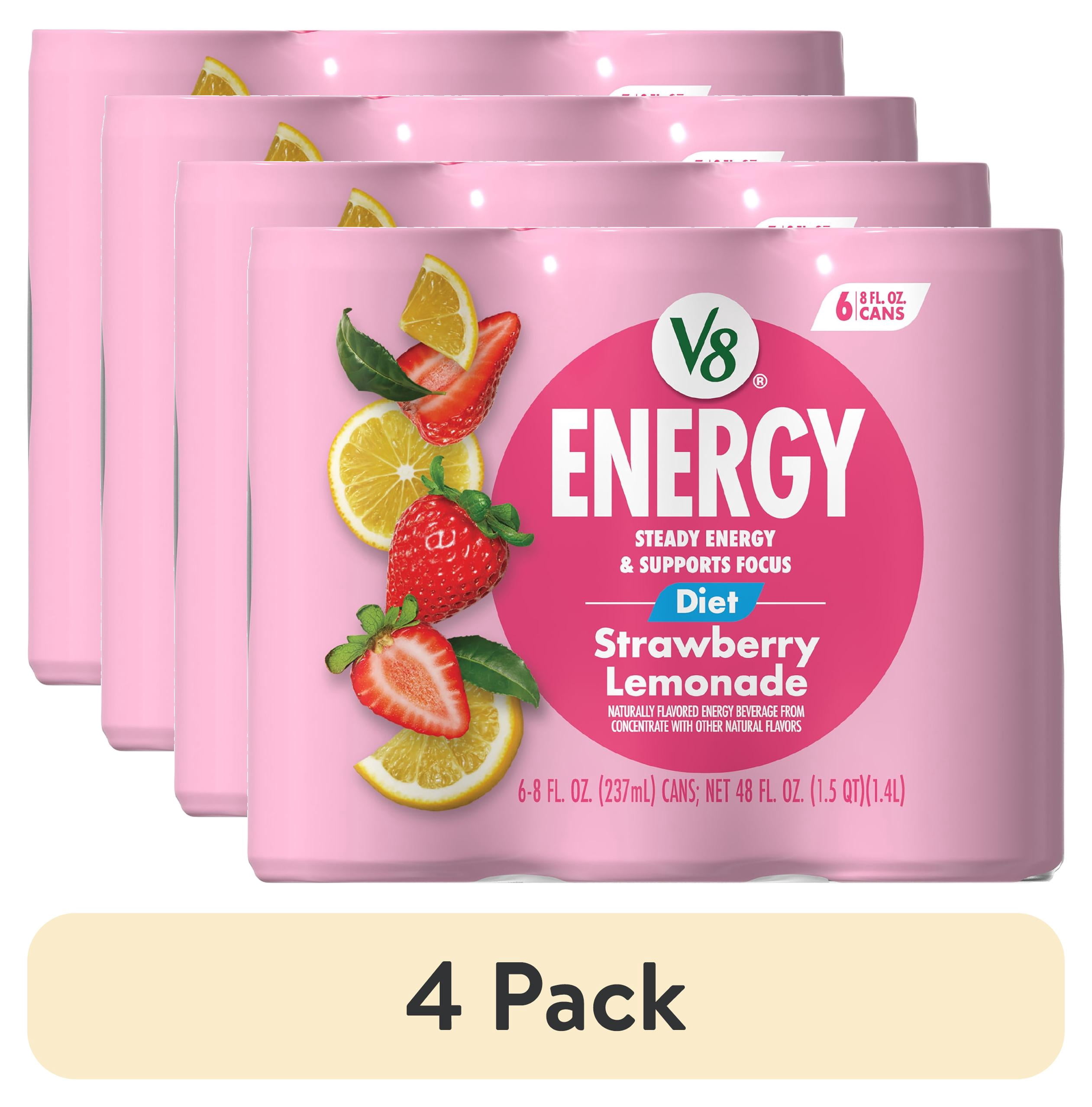 4 pack) V8 Energy Diet Strawberry Lemonade Juice Energy Drink, 8 4 pack) V8 Energy Diet Strawberry Lemonade Juice Energy Drink, 8