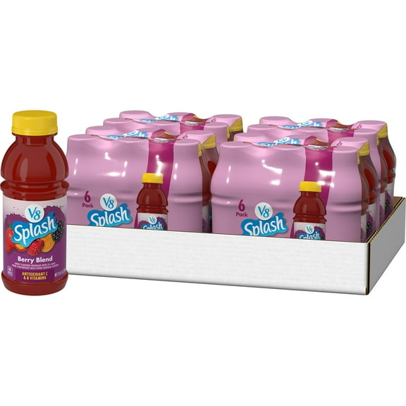 (4 pack) V8 Splash Berry Blend Flavored Beverage, 12 fl oz Bottle (24 Pack)