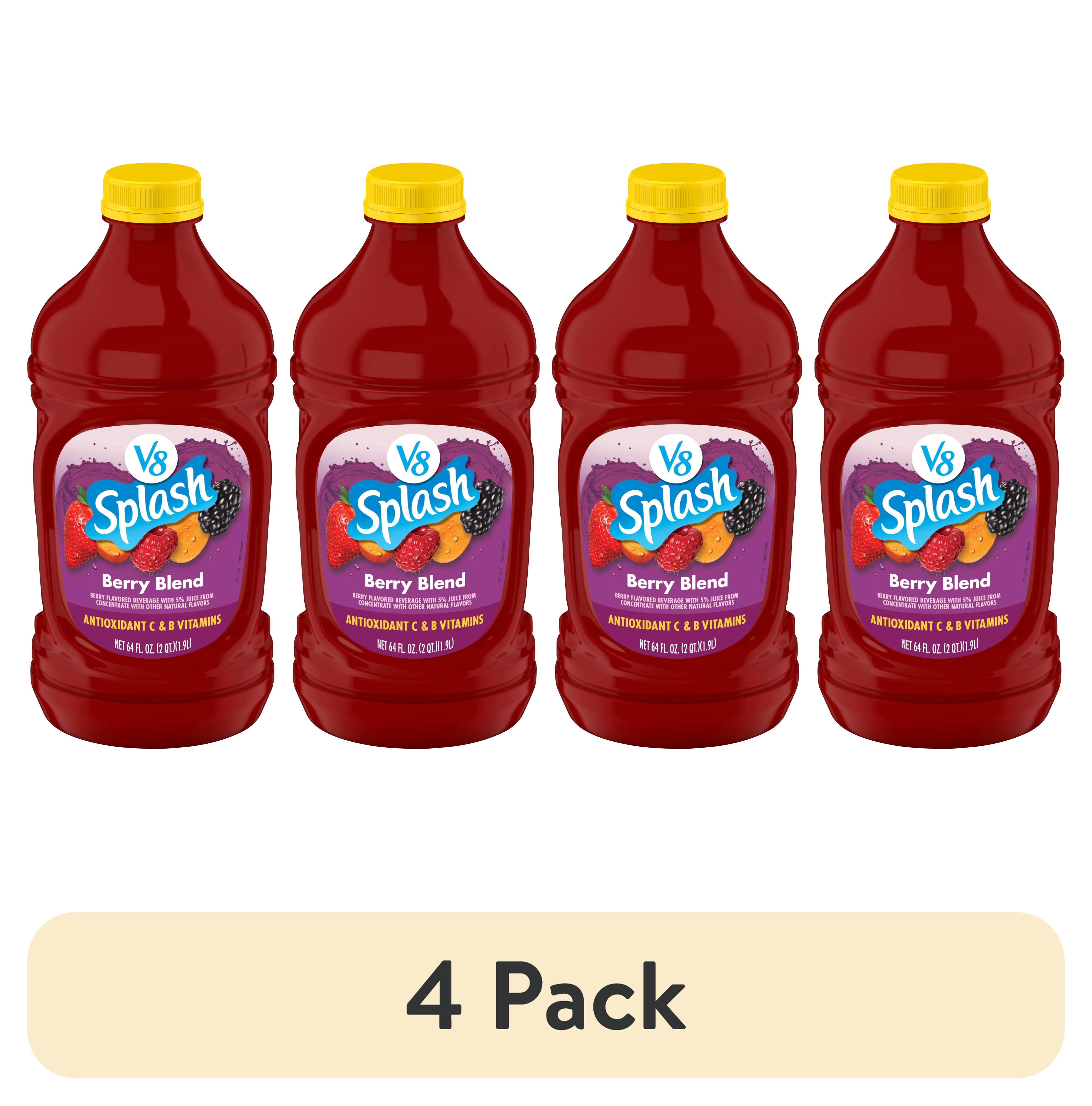 (4 pack) V8 Splash Berry Blend Flavored Beverage, 64 fl oz Bottle