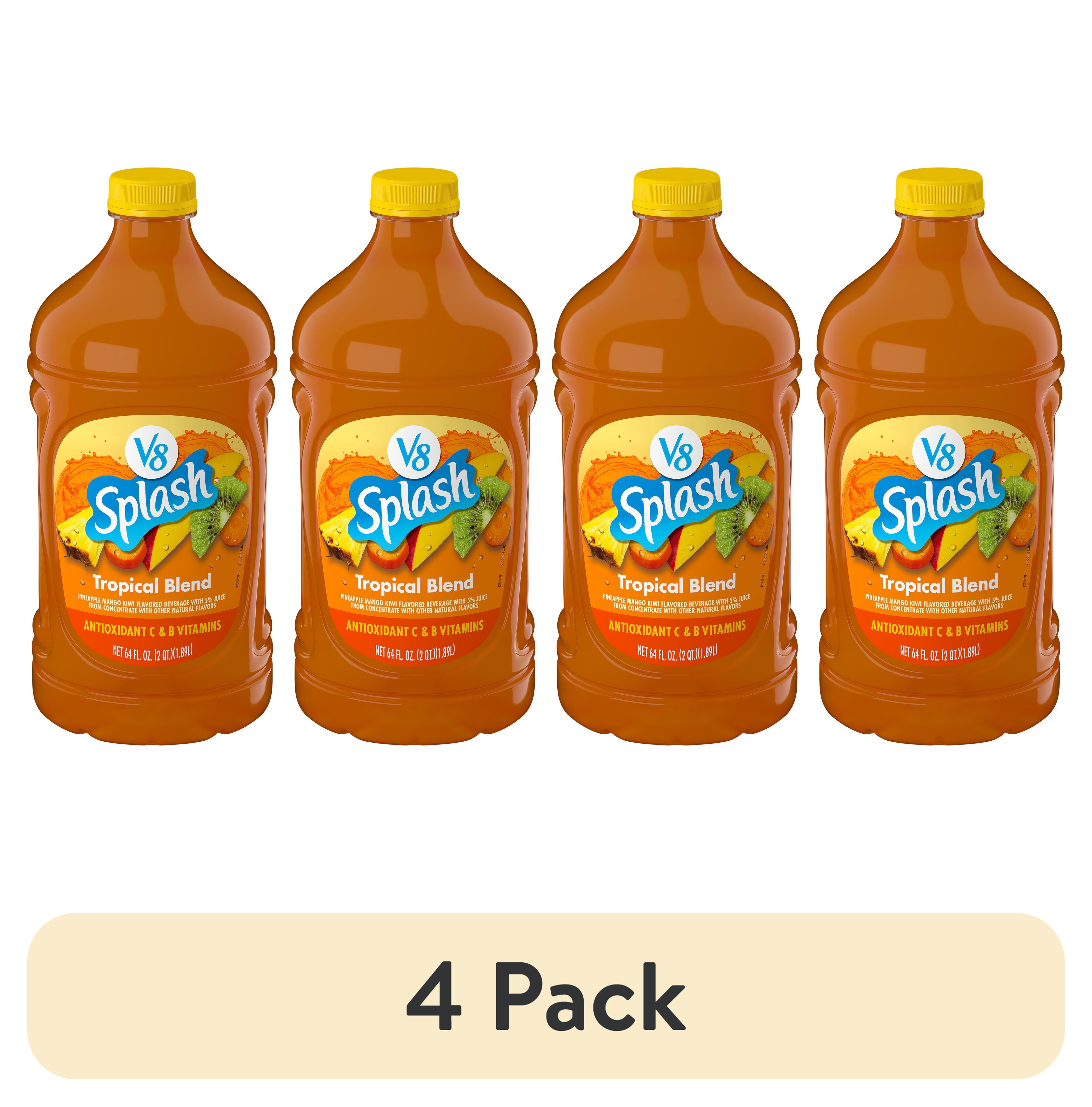 (4 pack) V8 Splash Tropical Blend Flavored Beverage, 64 fl oz Bottle