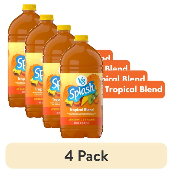 (4 pack) V8 Splash Tropical Blend Flavored Beverage, 96 fl oz Bottle