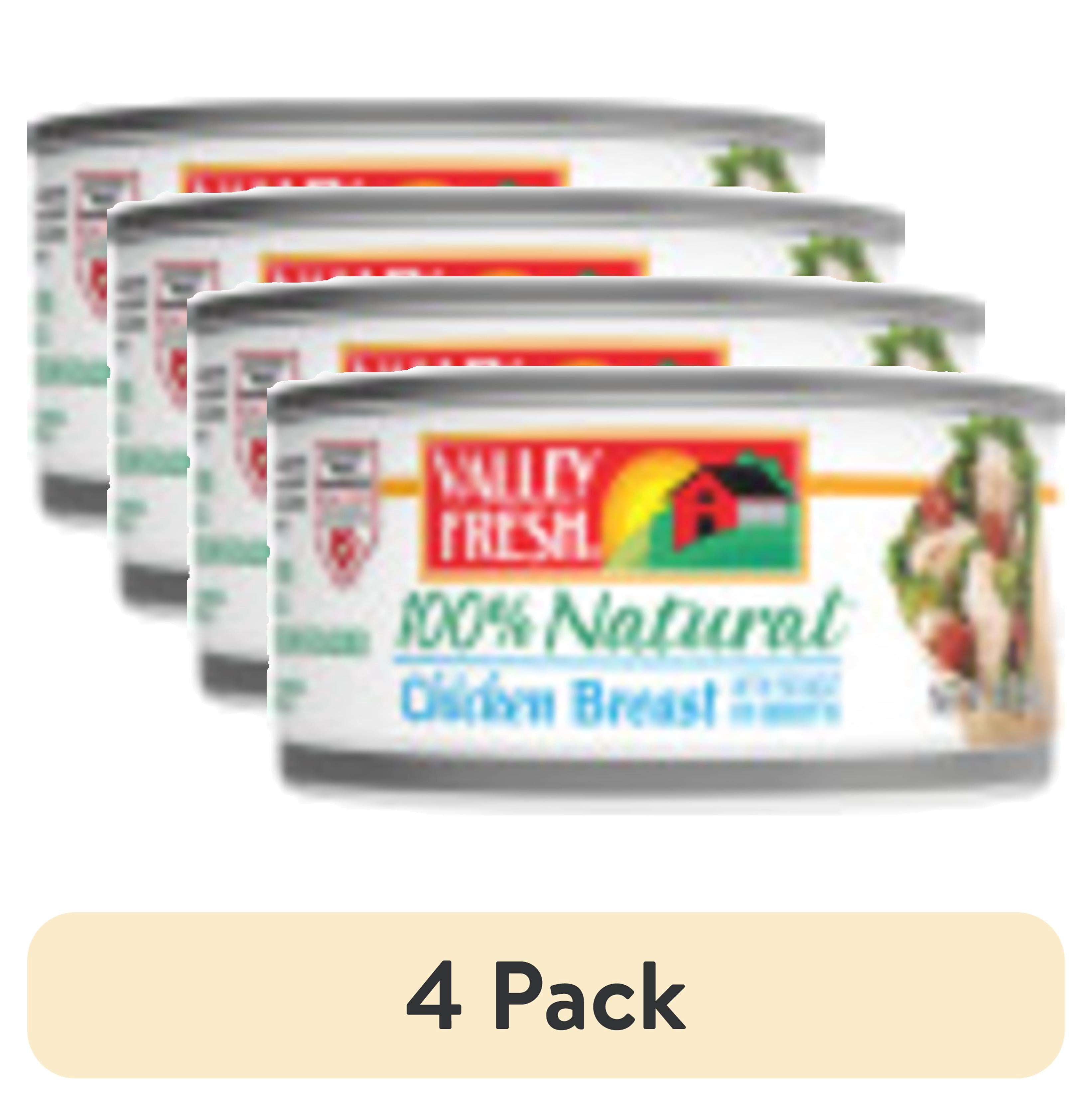 (4 pack) VALLEY FRESH 100% Natural* Chicken Breast with Rib Meat in Water, Shelf Stable, 10 oz Steel Can