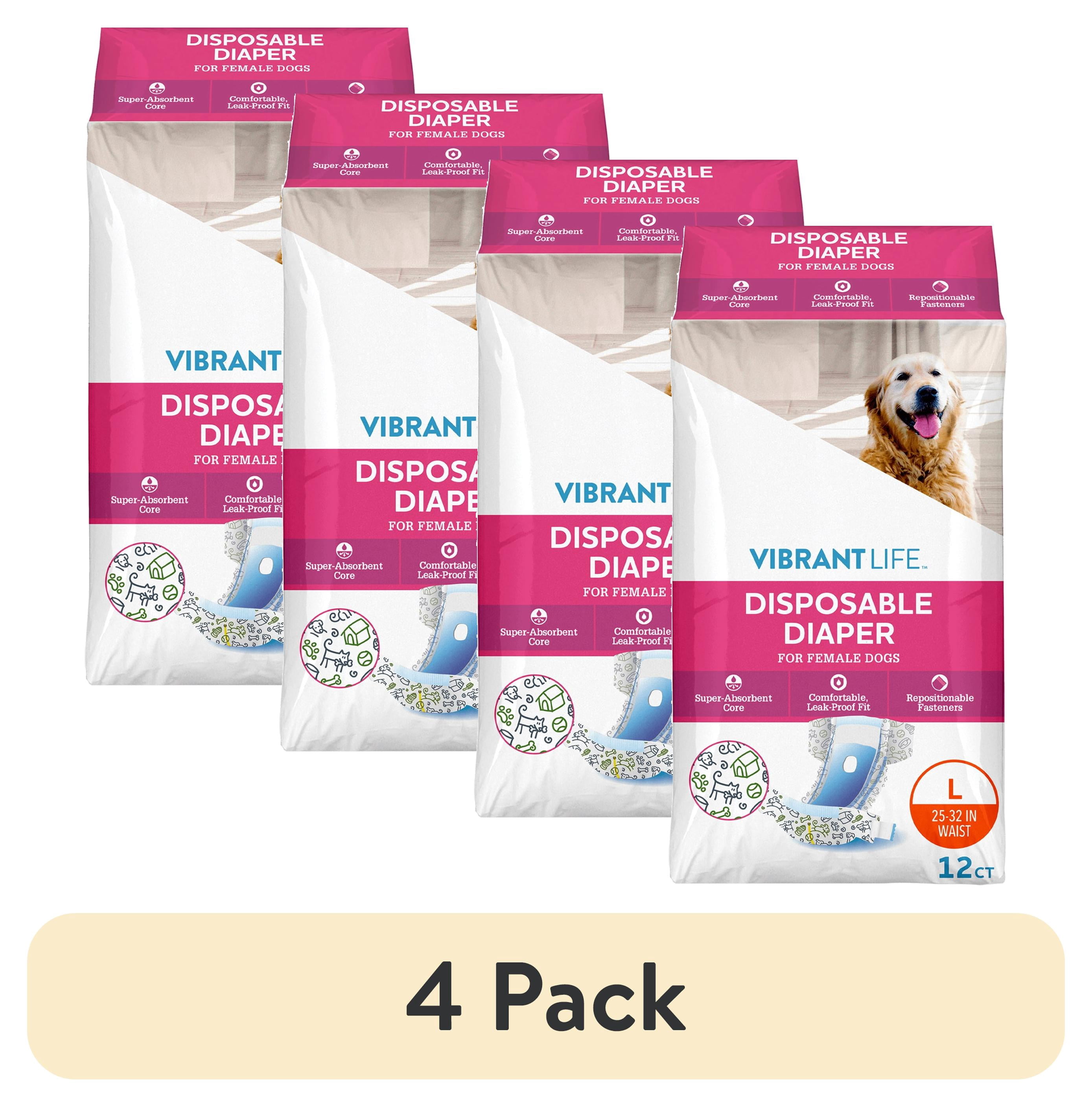 (4 pack) VIBRANT LIFE DIAPER LG