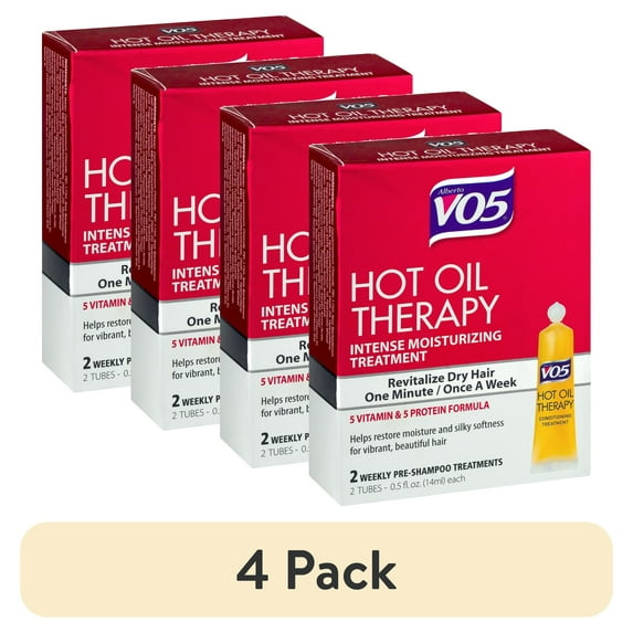 (4 pack) VO5 Hot Oil Hair Treatment, 2 Tubes, 0.5 fl oz