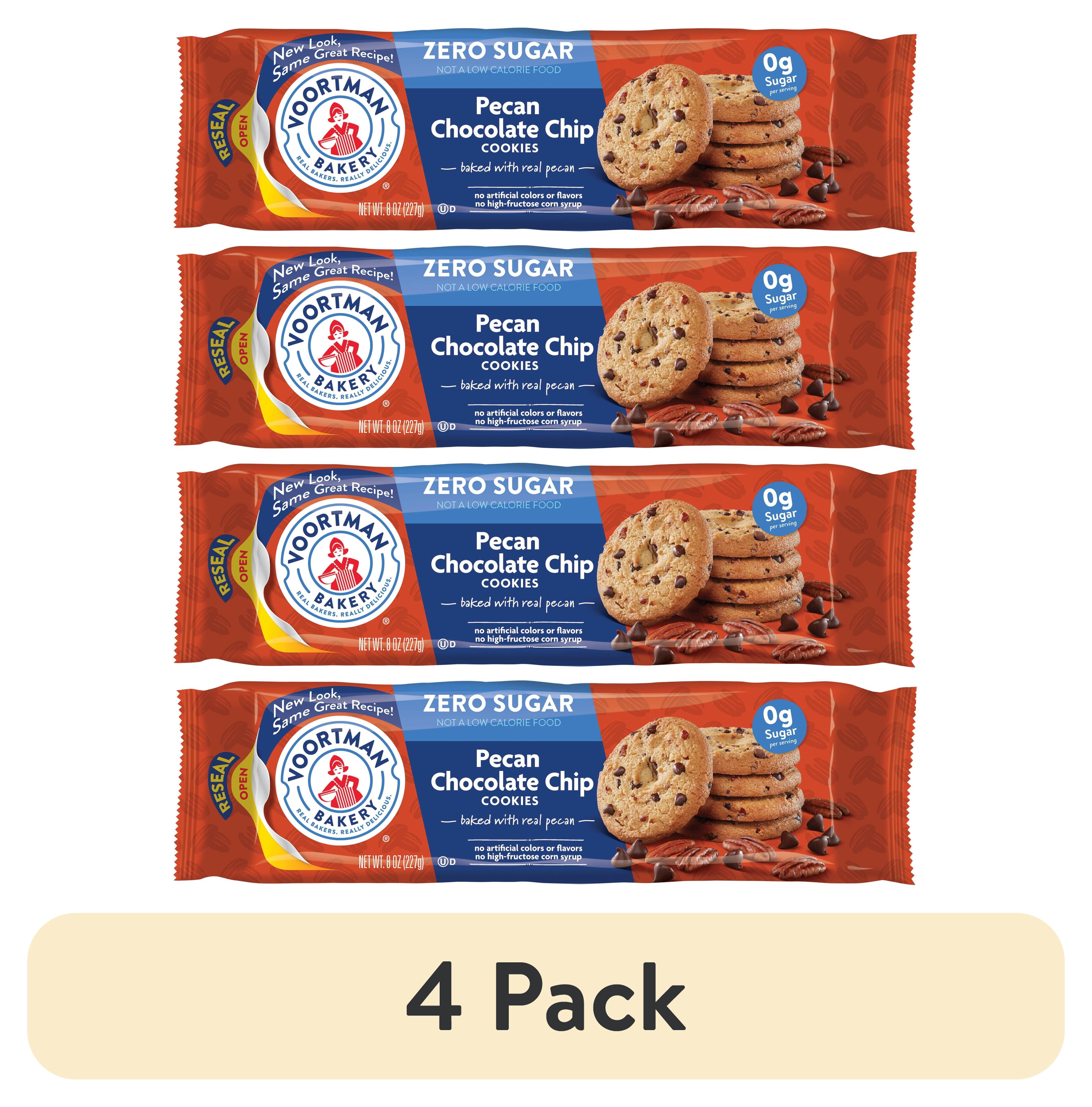 4 pack) VOORTMAN Bakery Zero Sugar Pecan Chocolate Chip Cookies 8