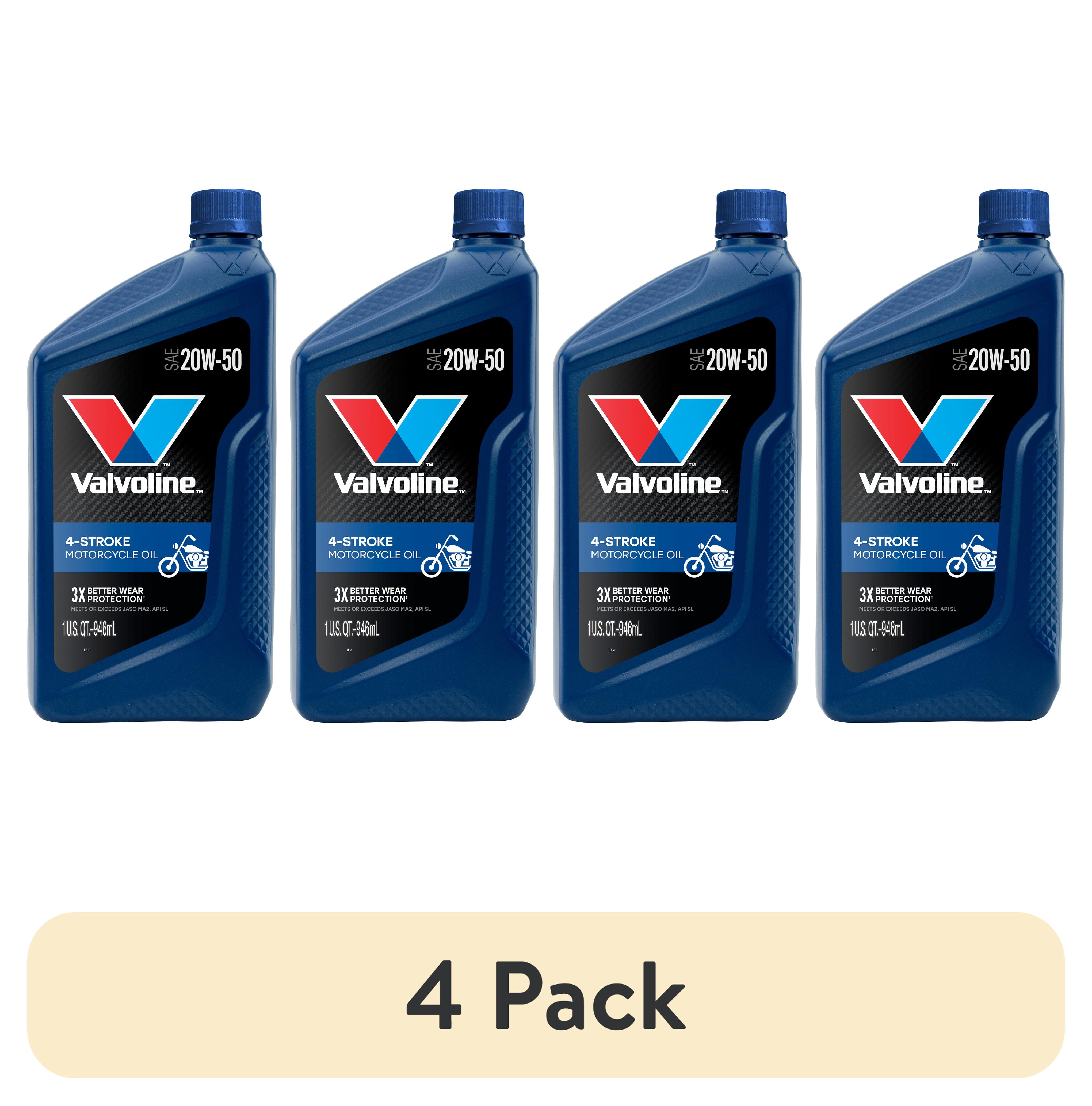 (4 pack) Valvoline 4-Stroke 20W-50 Conventional Motorcycle Oil 1 Quart