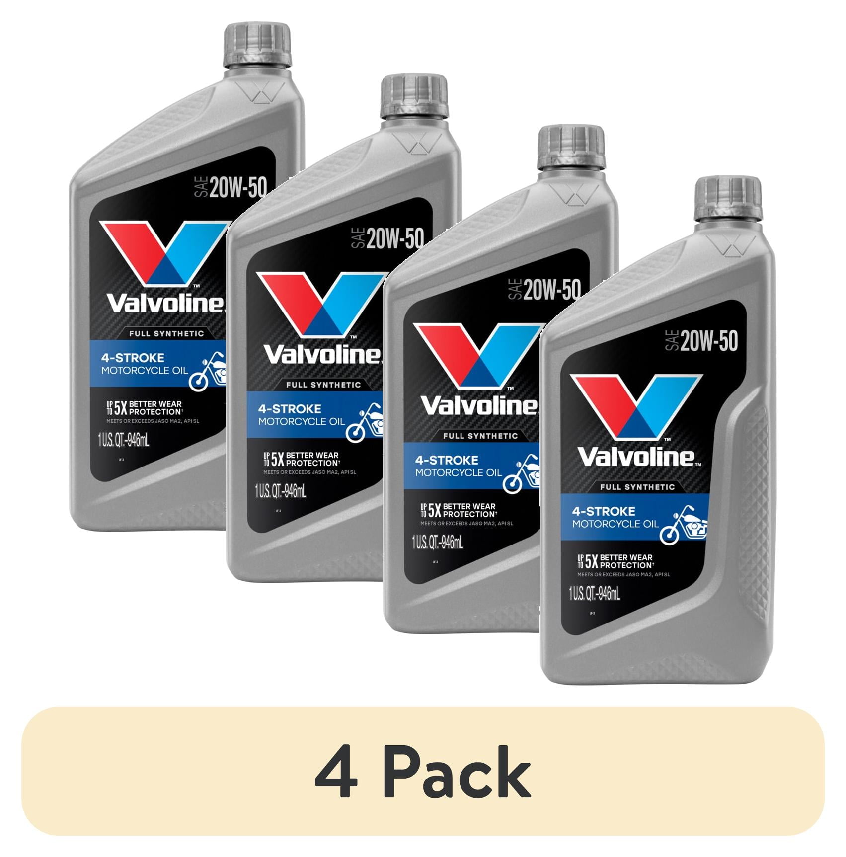(4 pack) Valvoline 4-Stroke Motorcycle Full Synthetic 20W-50 Motor Oil 1 QT